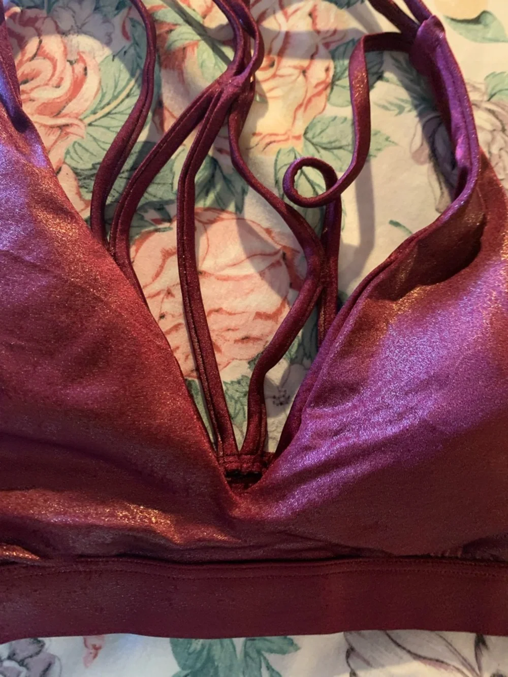 Victoria Secret Pink Ultimate Women's Shimmer Bralette - Burgundy Size Small - Picture 3 of 6